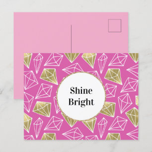 Carte Postale Diamants d'or rose Fille Chic