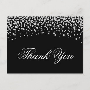 Carte Postale Diamants Faux Brillants Noirs Merci
