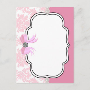 Carte Postale Diamants roses et perles Damas Invitation