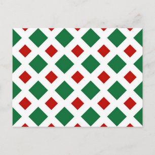 Carte Postale Diamants verts et rouges sur blanc