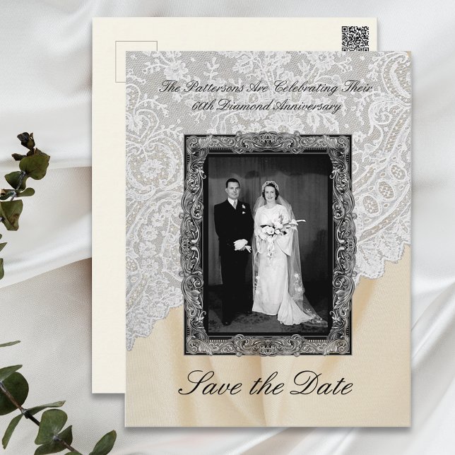 Carte Postale Diamond 60e anniversaire Mariage Enregistrer la da (Créateur téléchargé)