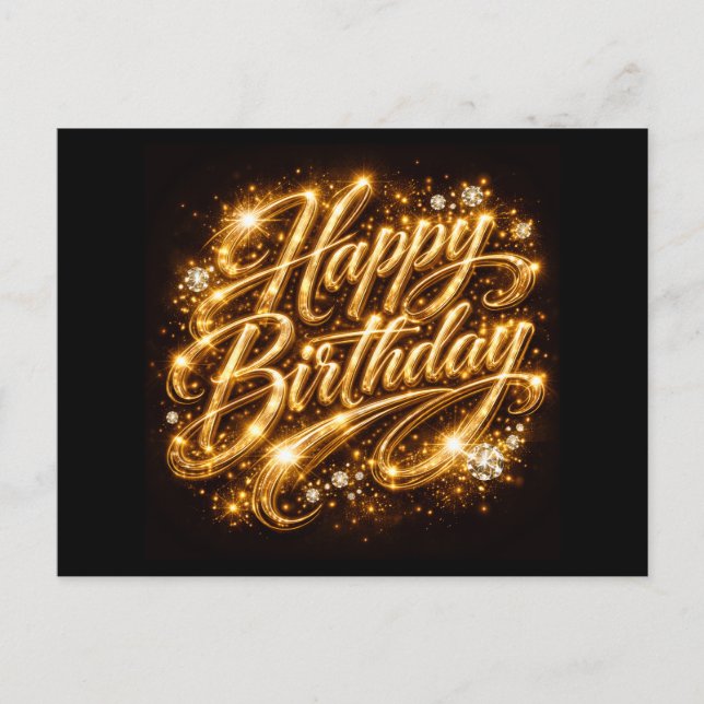Carte Postale Diamond Glow Anniversaire — 3D Or  (Devant)