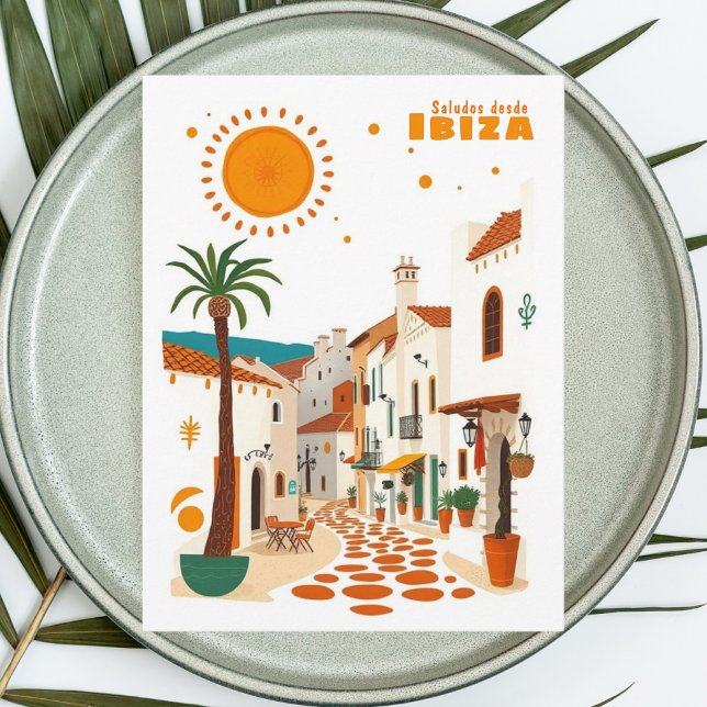 Carte postale d'Ibiza Espagne vacances blanc médit (Créateur téléchargé)
