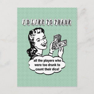 Carte Postale Dice Drôle - Je voudrais remercier