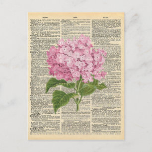 Carte Postale Dictionnaire vintage Art Soft Rose Lilac Fleurs