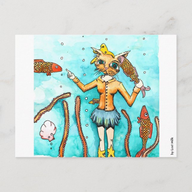 Carte Postale Die Katzen-Frau liebt saubere Ohren! (Devant)