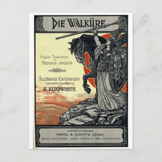 Carte Postale Die Walküre (page de titre du score Vocal, 1899) (Devant)