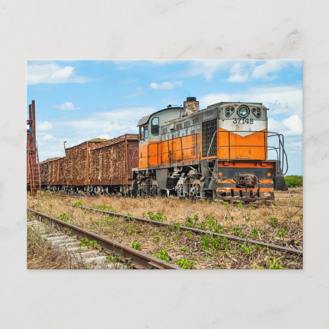 Carte Postale Diesel MINAZ à Cuba avec chargement de canne à suc (Devant)