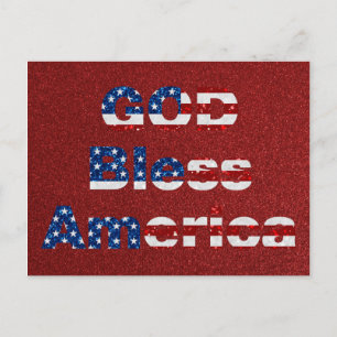 Carte Postale Dieu bénisse l'Amérique Glitter 4 juillet