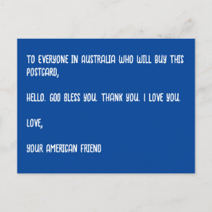 Carte Postale DIEU Bénisse l'Australie. Amour, Ton Ami Américain