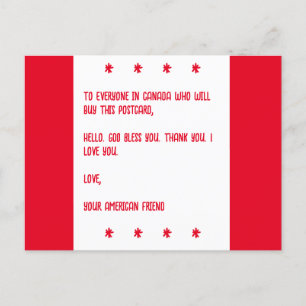 Carte Postale DIEU Bénisse le Canada. Amour, Ton Ami Américain.