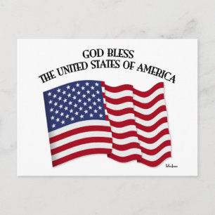 Carte Postale DIEU BÉNISSE LE Drapeau AMÉRICAIN DES ETATS-UNIS