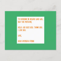 DIEU bénisse l'Irlande. Amour, Votre Ami Américain