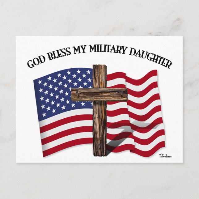 Carte Postale DIEU BÉNISSE MA FILLE MILITAIRE croix robusteDrape (Devant)