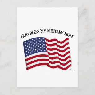 Carte Postale DIEU BÉNISSE MA MÈRE MILITAIRE avec drapeau améric