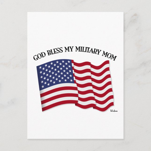 Carte Postale DIEU BÉNISSE MA MÈRE MILITAIRE avec drapeau améric (Devant)