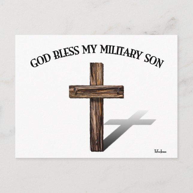 Carte Postale DIEU BÉNISSE MON FILS MILITAIRE avec une croix rob (Devant)