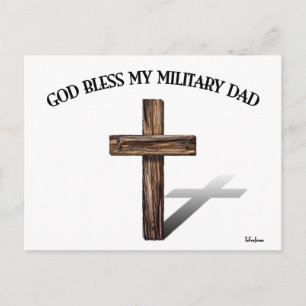 Carte Postale DIEU BÉNISSE MON PÈRE MILITAIRE avec une croix rob