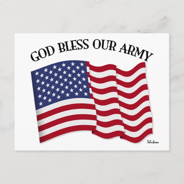 Carte Postale DIEU BÉNISSE NOTRE ARMÉE avec le drapeau US (Devant)