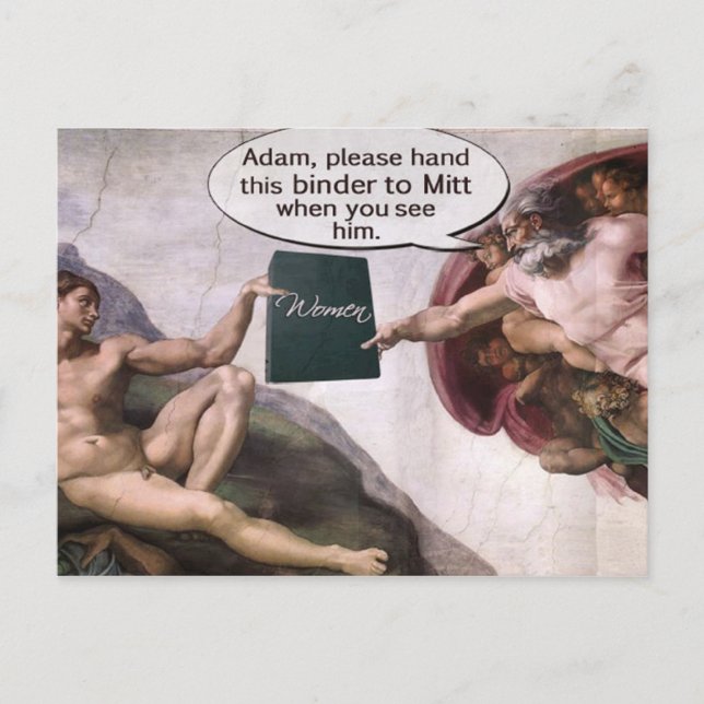 Carte Postale Dieu donne le Classeur d'Adam Romney plein de femm (Devant)