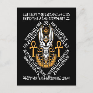 Carte Postale Dieu égyptien Anubis Ankh Egypte Hiéroglyphes