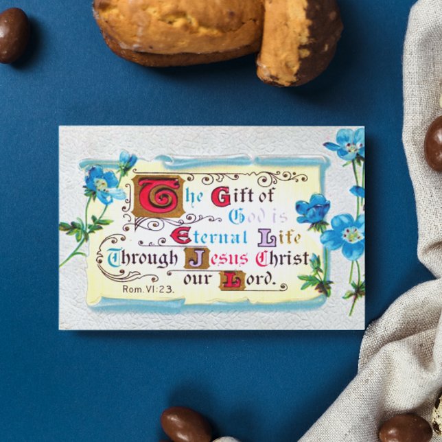 Carte Postale Dieu est la vie éternelle Bible Verse Religieux Vi (Créateur téléchargé)