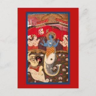 Carte Postale Dieu hindou probablement Vishnu