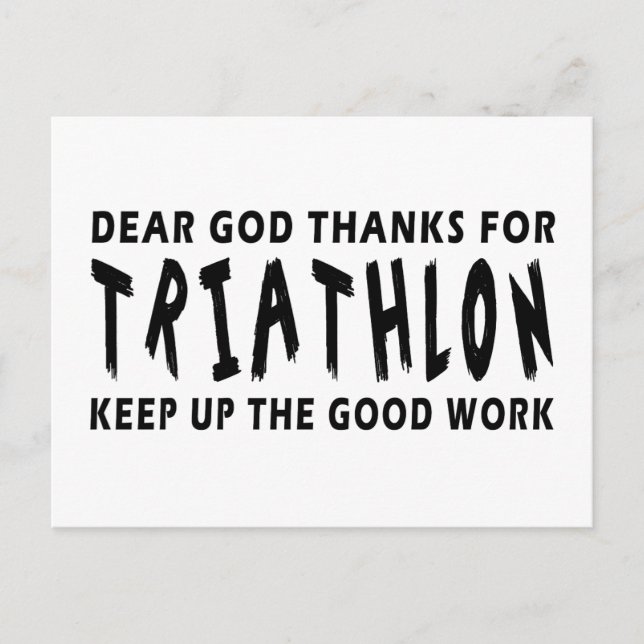 Carte Postale Dieu Merci Pour Le Triathlon (Devant)