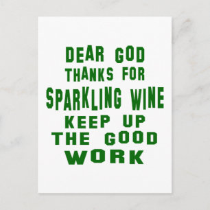 Carte Postale Dieu merci pour le vin mousseux.