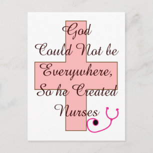 Carte Postale Dieu ne pouvait pas partout INFIRMER croix rose