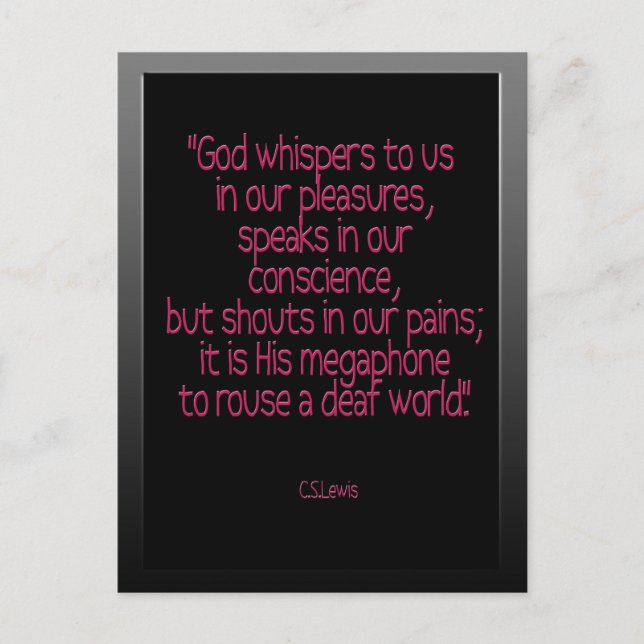 Carte Postale "Dieu nous chuchote...."cs lewis (Devant)