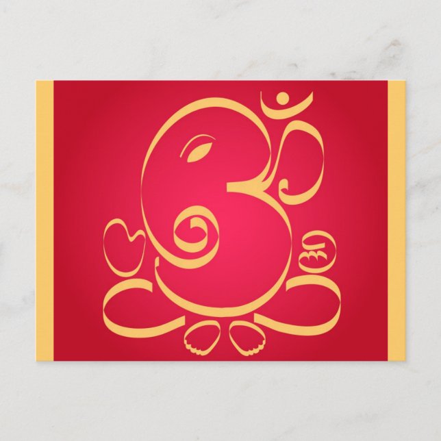 Carte Postale Dieu Om Ganesha en rouge (Devant)