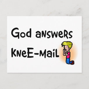Carte Postale Dieu répond kneE-mail cadeau chrétien