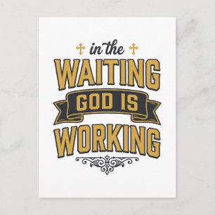 Carte Postale Dieu travaille T-shirt typographie vintage de foi_