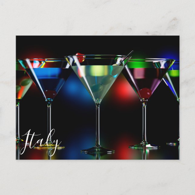 Carte Postale Différents cocktails dans des lunettes à martini é (Devant)
