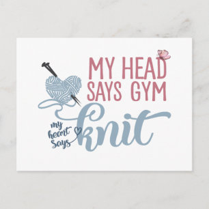 Carte Postale Dilemme tricot ou gym amusant pour les tricoteurs