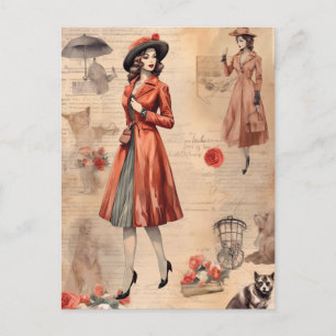 Carte postale d'illustration de mode parisienne vi