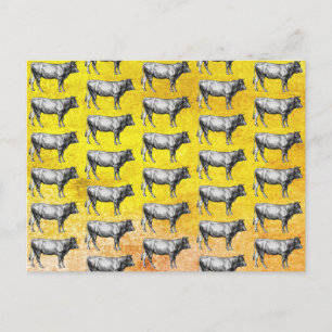 Carte postale d'image de vache de ferme ancienne