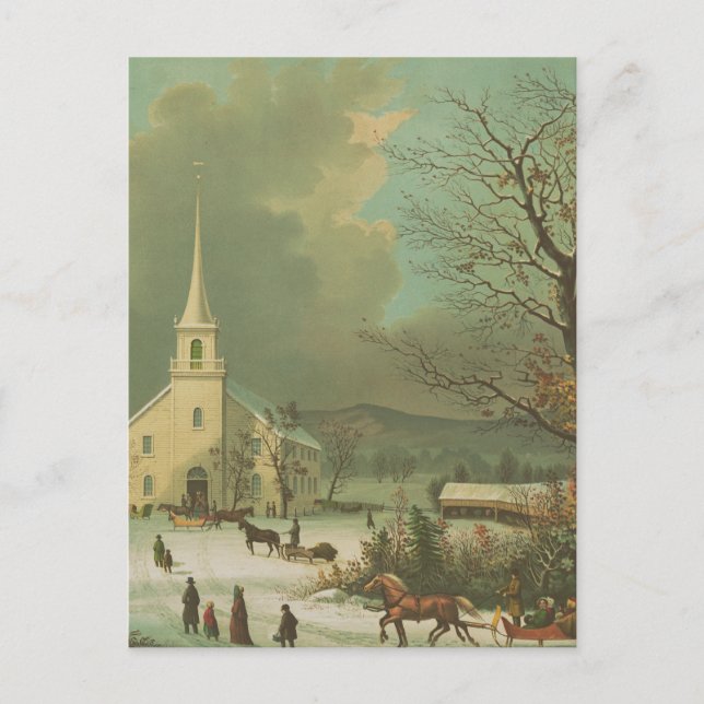 Carte Postale Dimanche d'hiver dans les temps anciens (Devant)