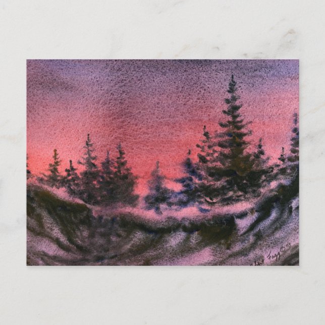 Carte postale d'impression paysage neigeux (Devant)