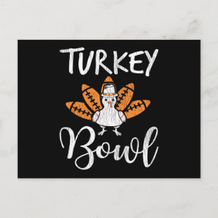 Carte Postale Dinde Bowl Drôle de football de Thanksgiving Dinde