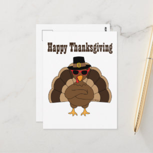 Carte Postale Dinde Cool Joyeux Thanksgiving texte personnalisé