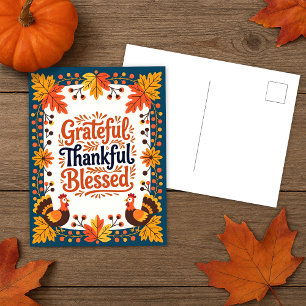 Carte Postale Dinde d'art populaire remerciement de Thanksgiving