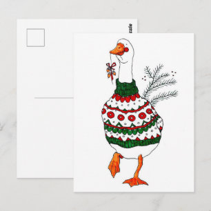 Carte Postale Dinde de Noël dans un Pull-Over