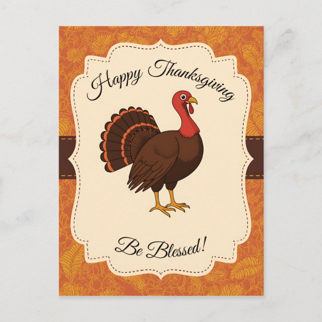 Carte Postale Dinde de Thanksgiving bénie (Devant)
