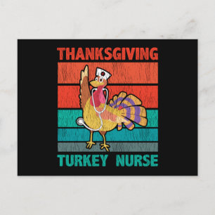Carte Postale Dinde de Thanksgiving Infirmière Drôle Cadeau Rétr