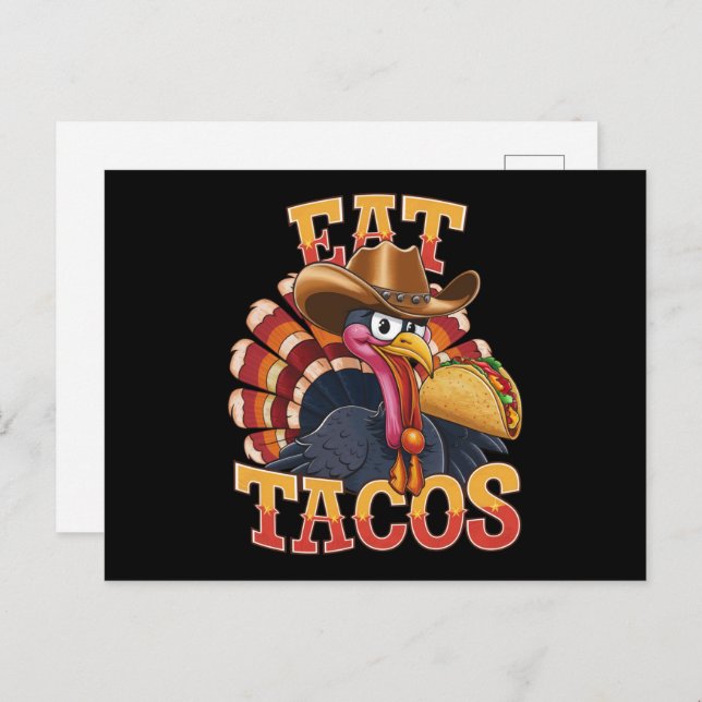 Carte Postale Dinde de Thanksgiving Manger des Tacos  Drôle Mexi (Devant / Derrière)
