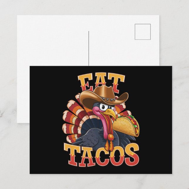 Carte Postale Dinde de Thanksgiving Manger des Tacos  Mexicain D (Devant / Derrière)