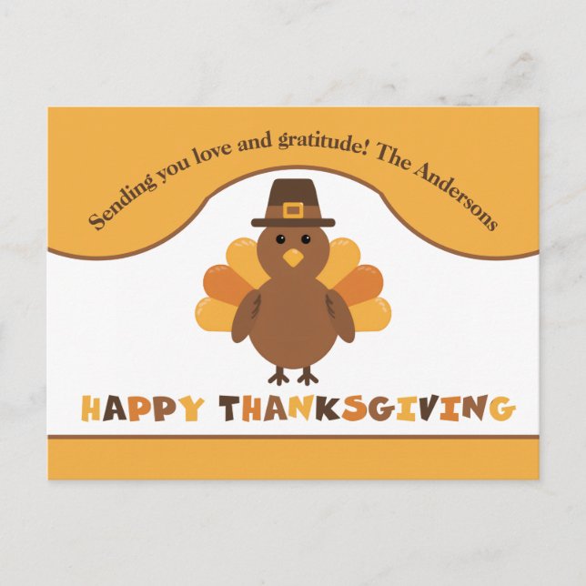 Carte Postale Dinde de Thanksgiving mignonne (Devant)