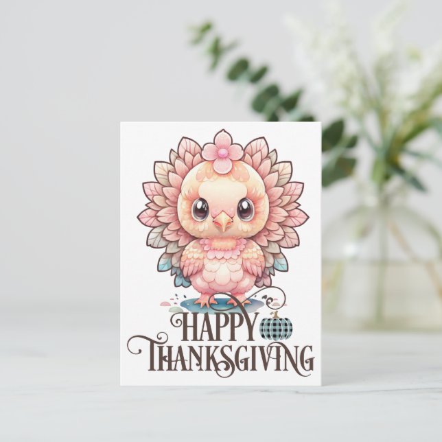Carte Postale Dinde de Thanksgiving mignonne (Debout devant)